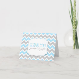 Het blauwe Grijze Baby shower van de Chevron dankt Bedankkaart