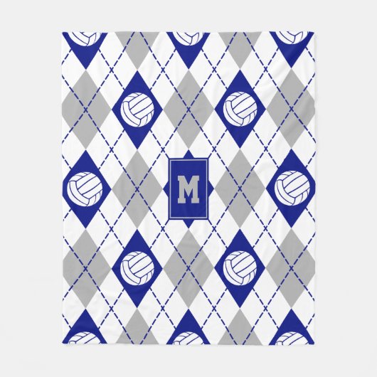 het blauwe grijze volleybalteam kleuren argyle fleece deken (Voorkant)