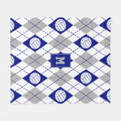 het blauwe grijze volleybalteam kleuren argyle fleece deken (Voorkant (Horizontaal))