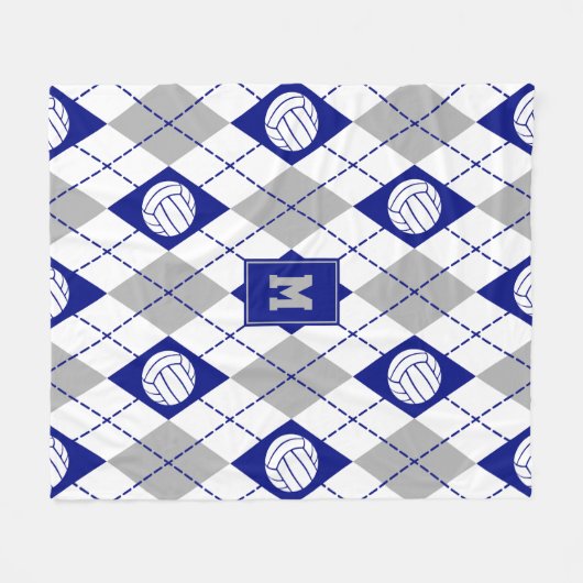 het blauwe grijze volleybalteam kleuren argyle fleece deken (Voorkant (Horizontaal))