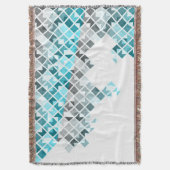 Het Blauwe, Grijze & Witte Geometrische Patroon Deken (Voorkant Verticaal)