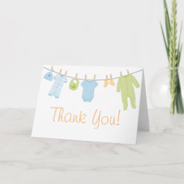Het blauwe & Groene Kleine Baby van Kleren Bedankkaart
