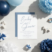 Het Blauwe handgeschreven Baby shower van het Manu