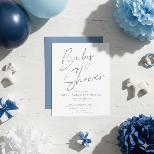 Het Blauwe handgeschreven Baby shower van het Manu