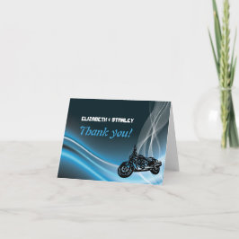 Het blauwe huwelijk van de wegfietser dankt u nota bedankkaart