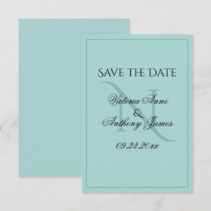 Het blauwe Initiaal van het Manuscript van Monogra Save The Date