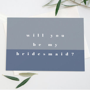 Het blauwe kleurenblok zal u mijn Bridesmaid zijn Save The Date