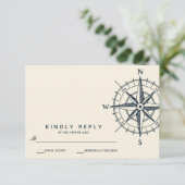 Het blauwe kompas | Bruiloft RSVP (Staand voorkant)