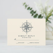 Het blauwe kompas | Bruiloft RSVP (Staand voorkant)