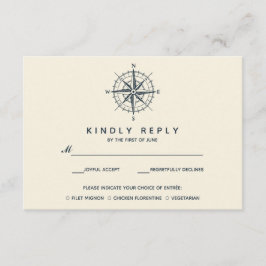 Het blauwe kompas | Bruiloft RSVP met maaltijdkeuz Kaartje