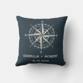 Het blauwe kompas | huwelijksaandenken kussen (Achterkant)