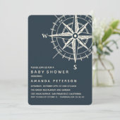 Het blauwe kompas | Nautisch babyshower Kaart (Staand voorkant)