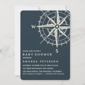 Het blauwe kompas | Nautisch babyshower Kaart (Voorkant)