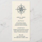 Het blauwe kompas | Nautisch huwelijksmenu Menu (Voorkant)