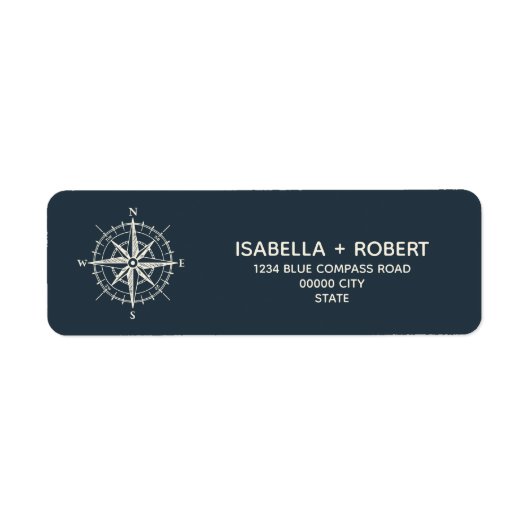 Het blauwe kompas | Nautisch Roos van de wind Etiket (Voorkant)