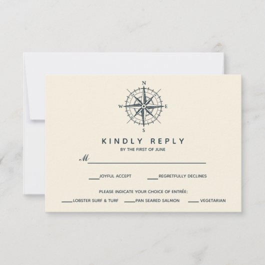Het blauwe kompas | Trouwen RSVP maaltijd keuze V2 (Voorkant)