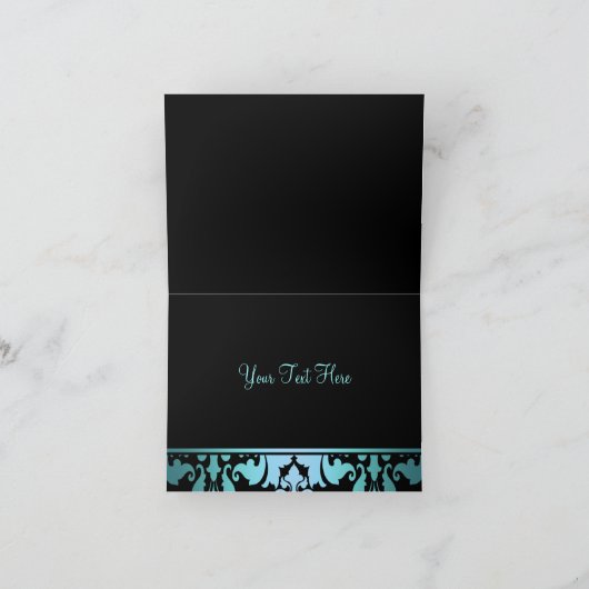 Het blauwe Koninklijke Damast dankt u kaardt Bedankkaart (Binnen)