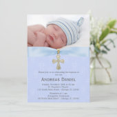 Het Blauwe Kruis van het doopsel met foto Kaart (Staand voorkant)