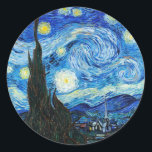 Het blauwe landschap Sterrennacht Vincent Van Gogh Ronde Sticker<br><div class="desc">Deze Van Gogh papieren sticker toont zijn impressionistische meesterwerk, de Sterrennacht (1889). "De Sterrennacht" is een van de bekendste olieverschilderijen van de Nederlandse Post-Impressionist Vincent van Gogh. De Sterrennacht is een olieslak op doek dat is gemaakt door de Nederlandse Post-Impressionistische schilder Vincent van Gogh. Naast het afschilderen van het uitzicht...</div>