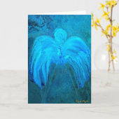 Het blauwe Lichte Wenskaart van de Engel Kaart (Gele Bloem)