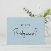 Het blauwe linen witte manuscript zal u mijn Bride Kaart (Staand voorkant)