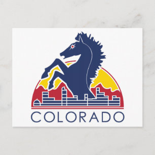 Het blauwe Logo van Colorado van het Paard Briefkaart