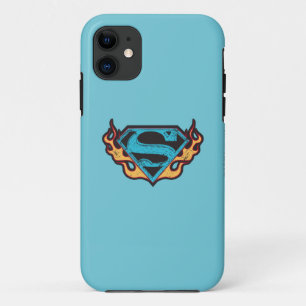 Het Blauwe Logo van Supergirl met Vlammen Case-Mate iPhone Case