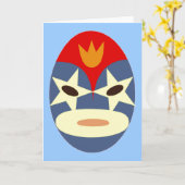 Het blauwe Masker van Lucha Libre Kaart (Gele Bloem)