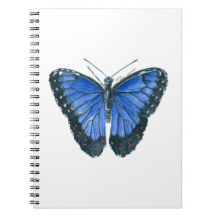 Het blauwe Morpho vlinderwaterverf schilderen Notitieboek
