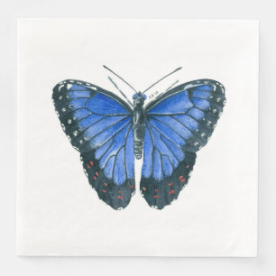 Het blauwe Morpho vlinderwaterverf schilderen Servetten