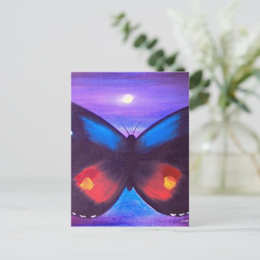 Het blauwe Multi Schilderen van de Zonsondergang Briefkaart (Staand voorkant)