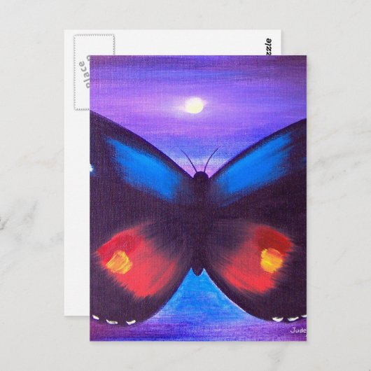 Het blauwe Multi Schilderen van de Zonsondergang Briefkaart (Voorkant / Achterkant)