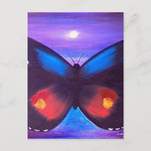 Het blauwe Multi Schilderen van de Zonsondergang Briefkaart (Voorkant)