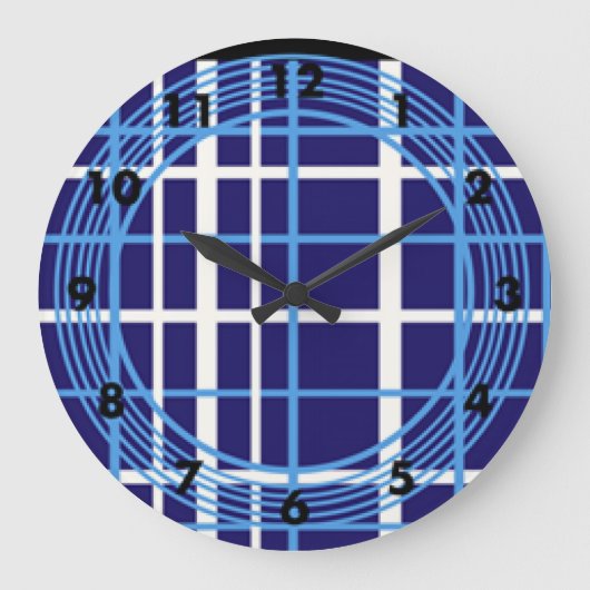 Het blauwe Ontwerp van de Cirkels van de Plaid Grote Klok (Voorkant)