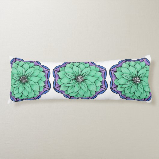 Het BLAUWE Ontwerp van POINSETTIA Lichaamskussen (Voorkant)