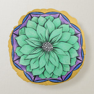 Het BLAUWE Ontwerp van POINSETTIA Rond Kussen