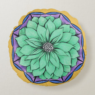 Het BLAUWE Ontwerp van POINSETTIA Rond Kussen