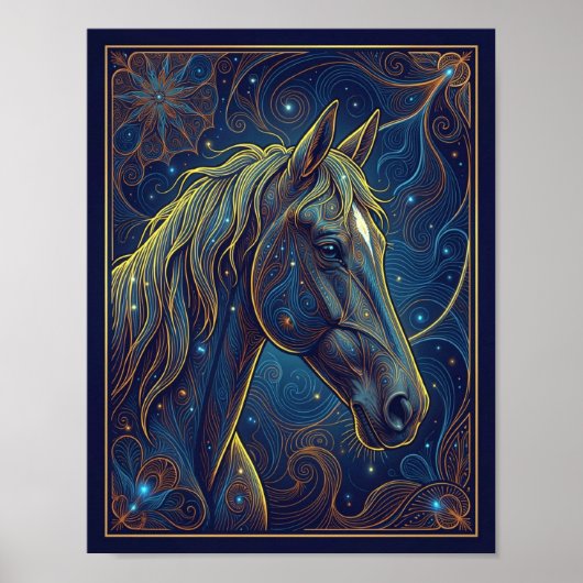 Het Blauwe Paard Droomt Poster (Voorkant)