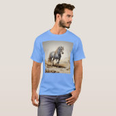 Het blauwe paard in de woestijn t-shirt (Voorkant volledig)