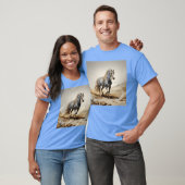 Het blauwe paard in de woestijn t-shirt (Unisex)