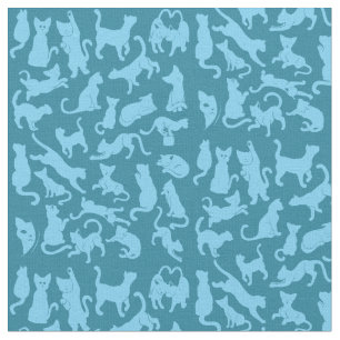Het blauwe Patroon van de Kat Stof
