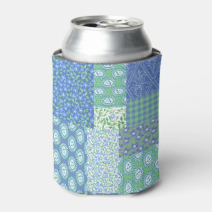 Het blauwe Patroon van het Lapwerk van Boho Faux Blikjeskoeler