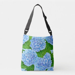 Het blauwe patroon van hydrangea crossbody tas