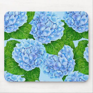 Het blauwe patroon van hydrangea muismat