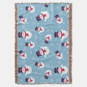 Het blauwe Patroon van Kerstmis met Sneeuwmannen Deken (Voorkant Verticaal)