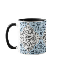 Het blauwe Patroon van Rococo's bloeit