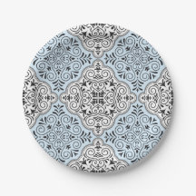 Het blauwe Patroon van Rococo's bloeit