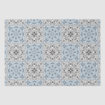 Het blauwe Patroon van Rococo's bloeit
