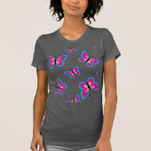 Het blauwe rand roze vlinderpatroon t-shirt (Voorkant)