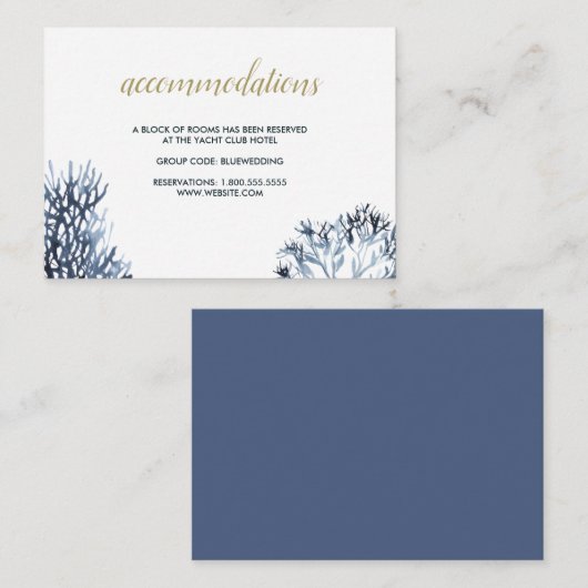 Het blauwe rif | Bruiloft hotelaccommodatie Informatiekaartje (Voorkant / Achterkant)